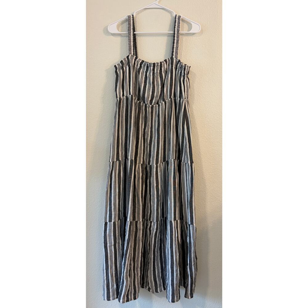 Steve Madden Striped Midi Dress Womens Medium Tiered Sundress Boho Summer
